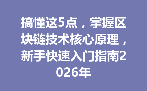 搞懂这5点，掌握区块链技术核心原理，新手快速入门指南2026年