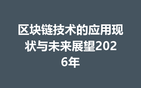 区块链技术的应用现状与未来展望2026年
