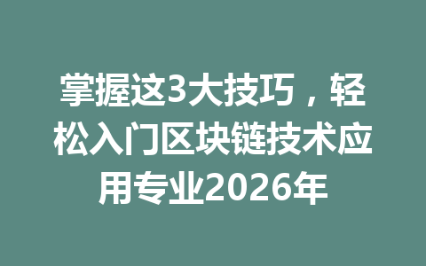 掌握这3大技巧，轻松入门区块链技术应用专业2026年