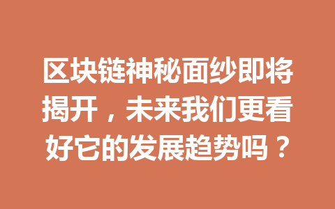 区块链神秘面纱即将揭开,未来我们更看好它的发展趋势吗?