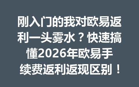 刚入门的我对欧易返利一头雾水?快速搞懂2026年欧易手续费返利返现区别!